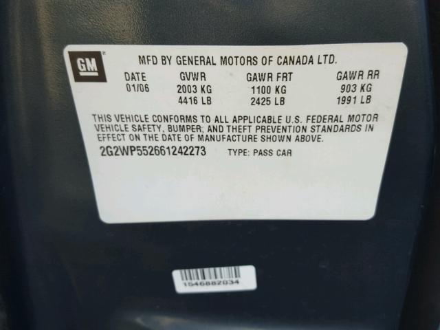 2G2WP552661242273 - 2006 PONTIAC GRAND PRIX Turkuaz foto 10