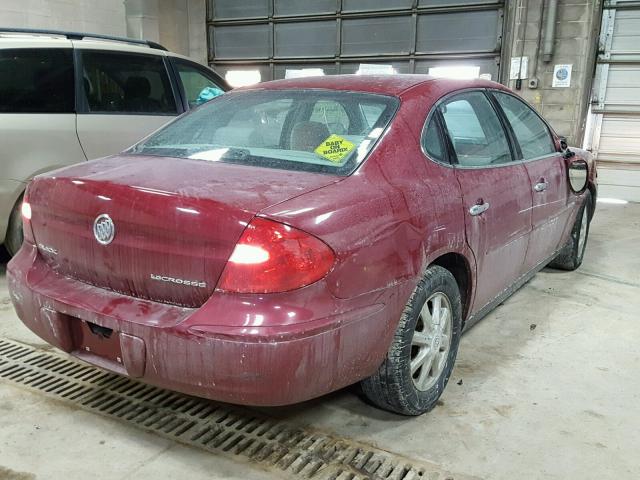 2G4WC532X51198119 - 2005 BUICK LACROSSE C RED photo 4