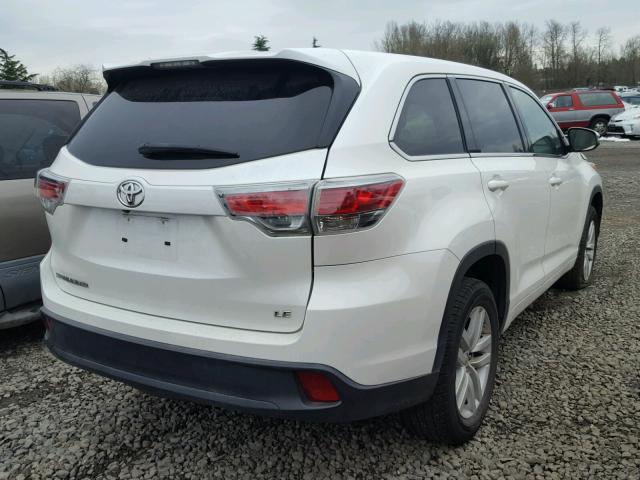 5TDZKRFH5ES010837 - 2014 TOYOTA HIGHLANDER WHITE photo 4