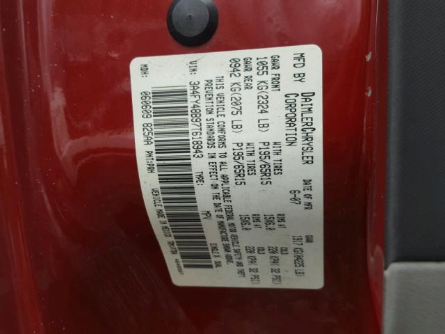 3A4FY48B97T618943 - 2007 CHRYSLER PT CRUISER RED photo 10