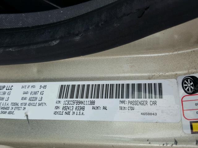 1C3CC5FB9AN111388 - 2010 CHRYSLER SEBRING LI TAN photo 10