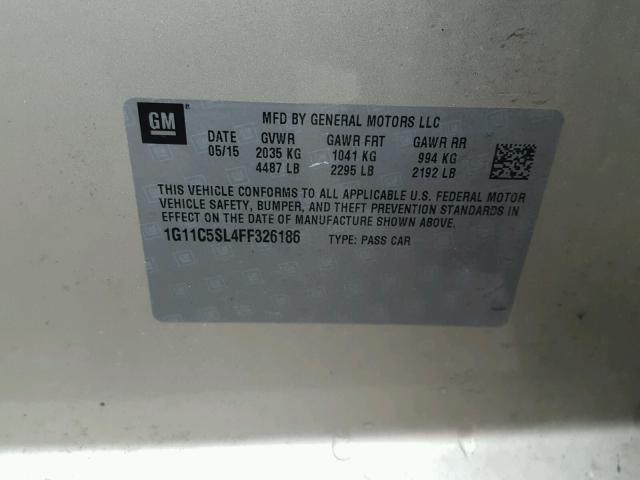 1G11C5SL4FF326186 - 2015 CHEVROLET MALIBU 1LT 金色 照片 10