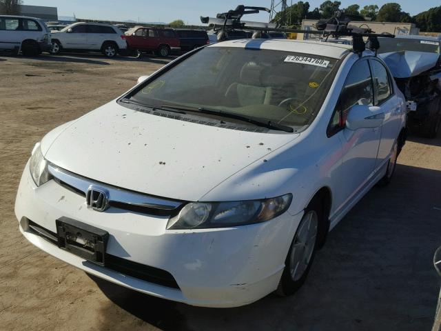 JHMFA36237S000184 - 2007 HONDA CIVIC HYBR WHITE photo 2