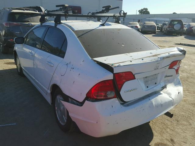 JHMFA36237S000184 - 2007 HONDA CIVIC HYBR WHITE photo 3