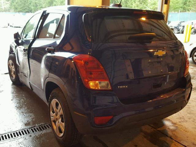 3GNCJKSB5HL157159 - 2017 CHEVROLET TRAX LS BLUE photo 3