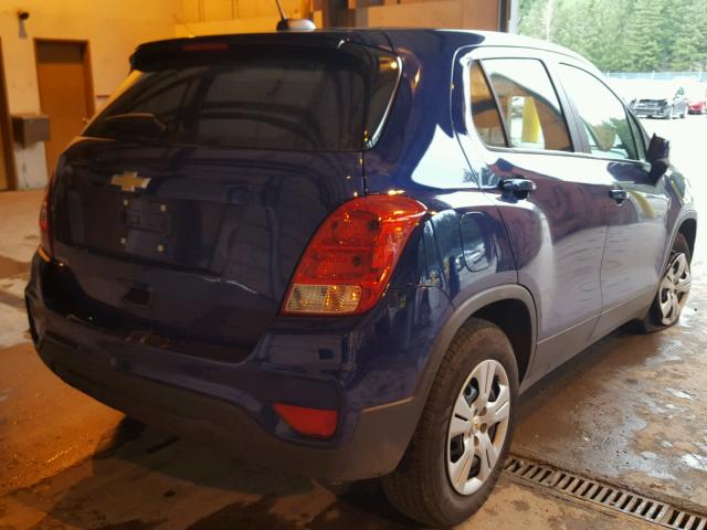 3GNCJKSB5HL157159 - 2017 CHEVROLET TRAX LS BLUE photo 4