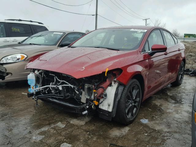 3FA6P0HD3JR130598 - 2018 FORD FUSION SE RED photo 2