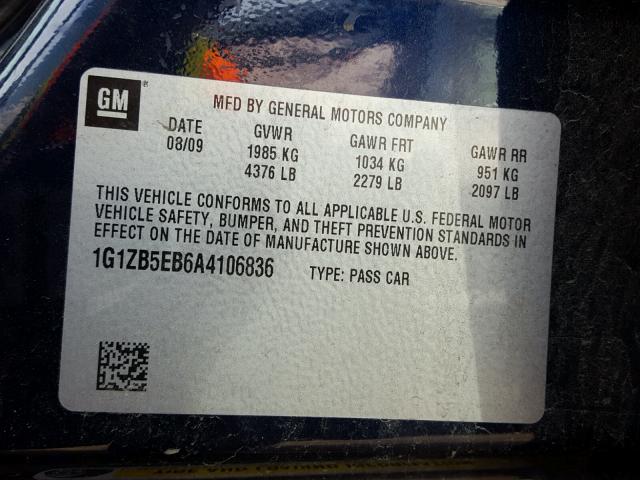 1G1ZB5EB6A4106836 - 2010 CHEVROLET MALIBU LS 蓝色 照片 10