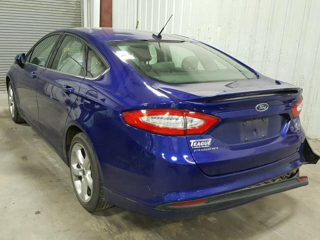 3FA6P0G71GR311297 - 2016 FORD FUSION S BLUE photo 3