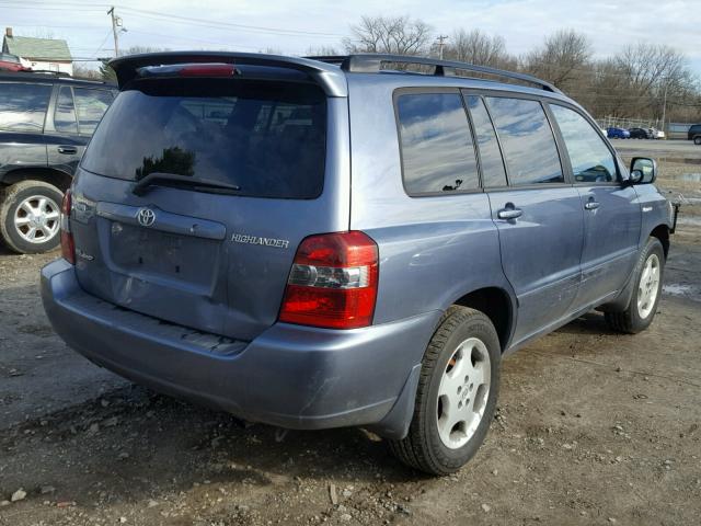 JTEEP21A440022492 - 2004 TOYOTA HIGHLANDER BLUE photo 4