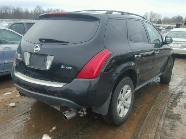 JN8AZ08W07W617171 - 2007 NISSAN MURANO SL BLACK photo 4