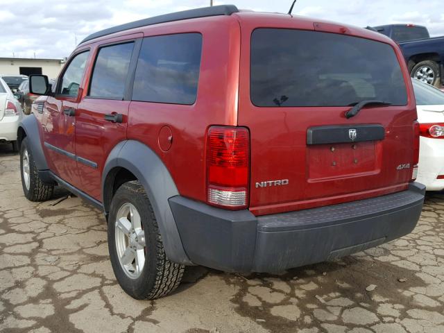 1D8GU28K47W720589 - 2007 DODGE NITRO SXT RED photo 3