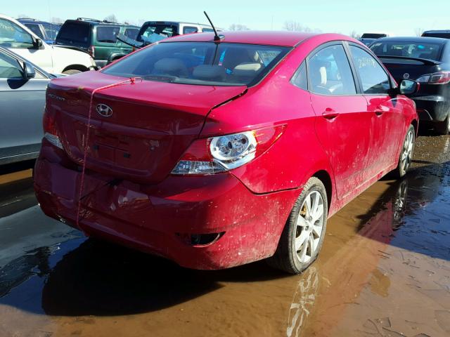 KMHCU4AE8CU039785 - 2012 HYUNDAI ACCENT GLS RED photo 4