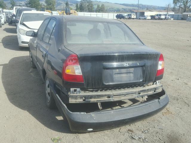 KMHCG45C81U258114 - 2001 HYUNDAI ACCENT GL BLACK photo 3