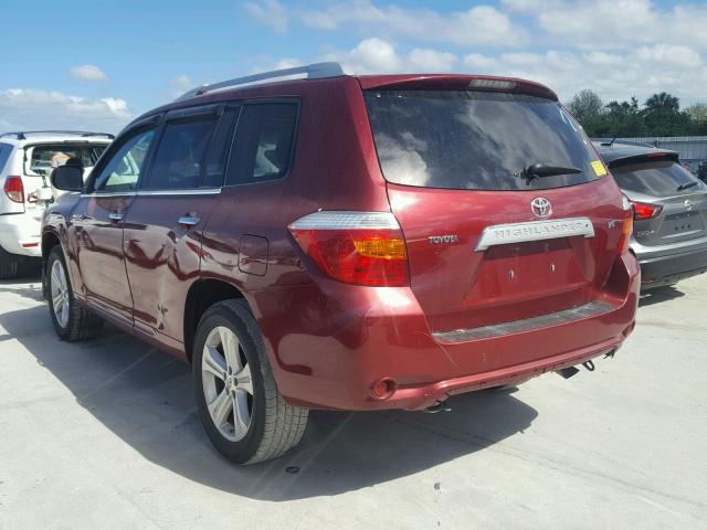 JTEDS42A282041640 - 2008 TOYOTA HIGHLANDER BURGUNDY photo 3