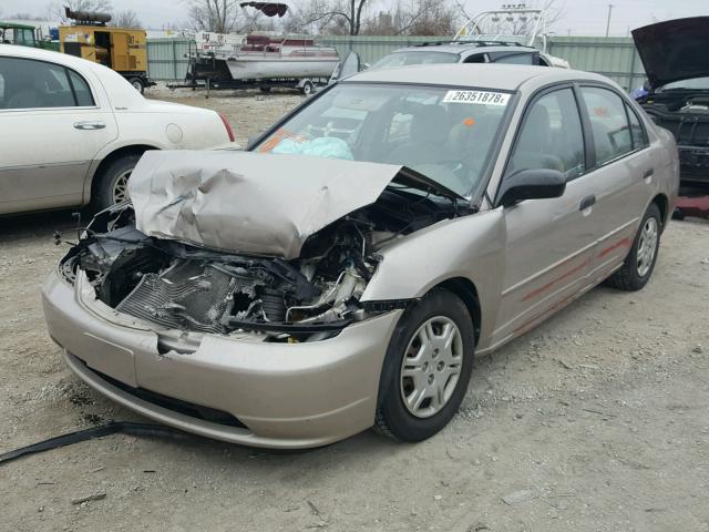 1HGES16511L057172 - 2001 HONDA CIVIC LX GOLD photo 2