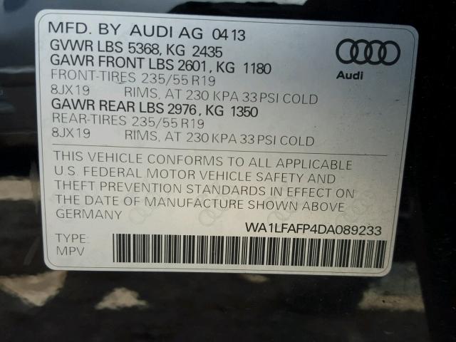 WA1LFAFP4DA089233 - 2013 AUDI Q5 PREMIUM BLACK photo 10