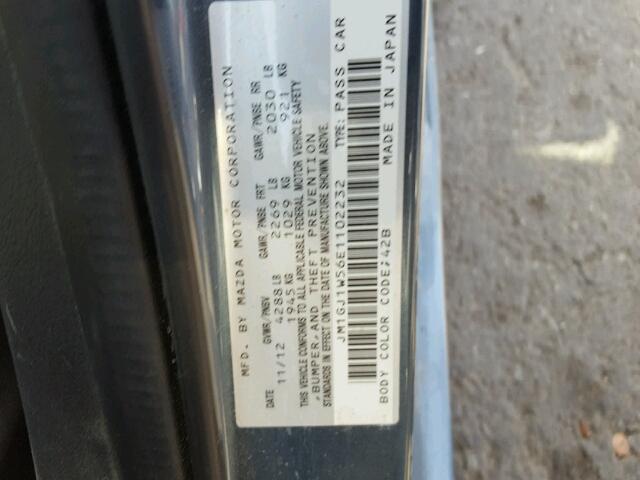 JM1GJ1W56E1102232 - 2014 MAZDA 6 GRAND TO BLUE photo 10