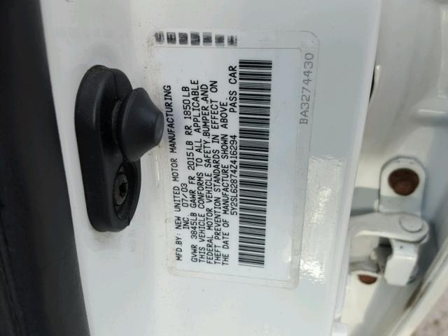 5Y2SL62874Z416294 - 2004 PONTIAC VIBE WHITE photo 10