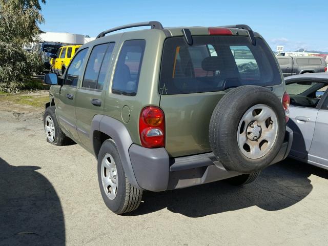 1J4GL48K24W223592 - 2004 JEEP LIBERTY SP GREEN photo 3