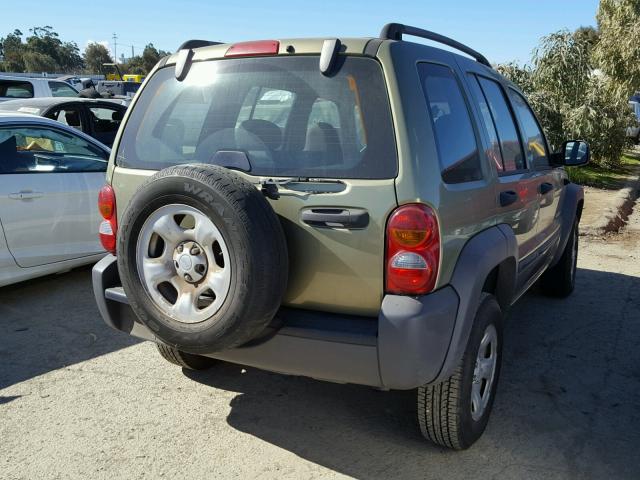 1J4GL48K24W223592 - 2004 JEEP LIBERTY SP GREEN photo 4