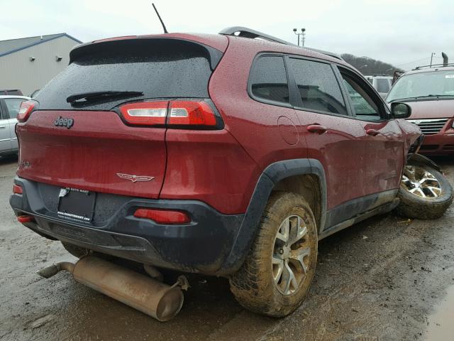 1C4PJMBB4EW128327 - 2014 JEEP CHEROKEE T RED photo 4