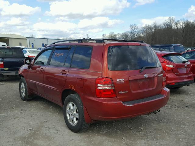 JTEHF21A220091839 - 2002 TOYOTA HIGHLANDER RED photo 3