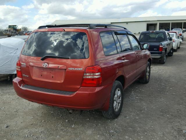 JTEHF21A220091839 - 2002 TOYOTA HIGHLANDER RED photo 4