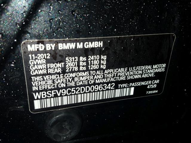 WBSFV9C52DD096342 - 2013 BMW M5 BLACK photo 10