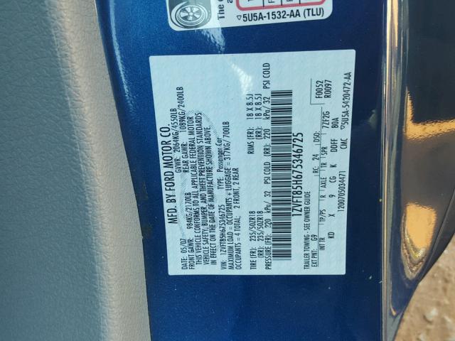 1ZVFT85H675346725 - 2007 FORD MUSTANG GT BLUE photo 10