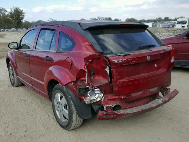 1B3HB28B67D506614 - 2007 DODGE CALIBER BURGUNDY photo 3