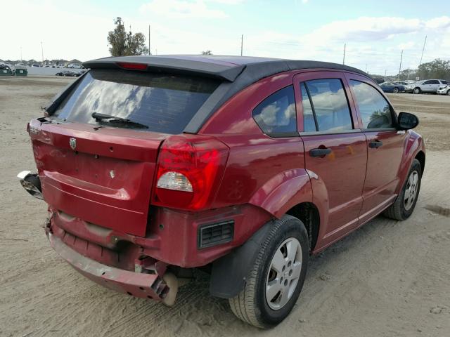 1B3HB28B67D506614 - 2007 DODGE CALIBER BURGUNDY photo 4