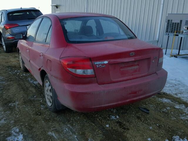 KNADC125236275942 - 2003 KIA RIO RED photo 3