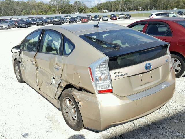 JTDKN3DU3A0041135 - 2010 TOYOTA PRIUS BEIGE photo 3