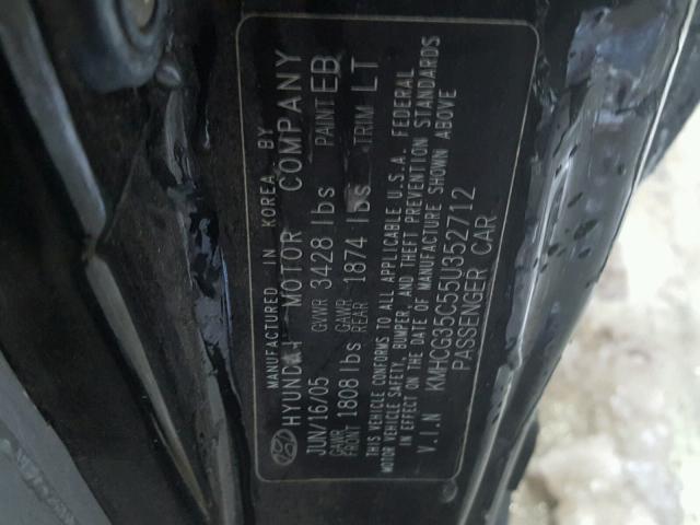 KMHCG35C55U352712 - 2005 HYUNDAI ACCENT GS BLACK photo 10