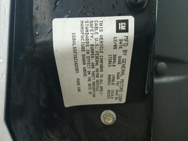 1G8AL55FX6Z162383 - 2006 SATURN ION LEVEL SILVER photo 10