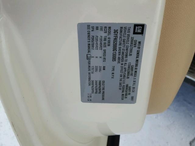 3GYFK62888G130085 - 2008 CADILLAC ESCALADE E CREAM photo 10