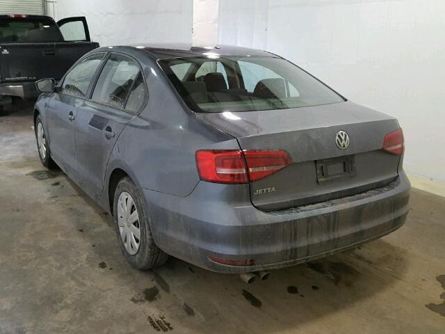 3VW2K7AJ4FM279135 - 2015 VOLKSWAGEN JETTA BASE GRAY photo 3