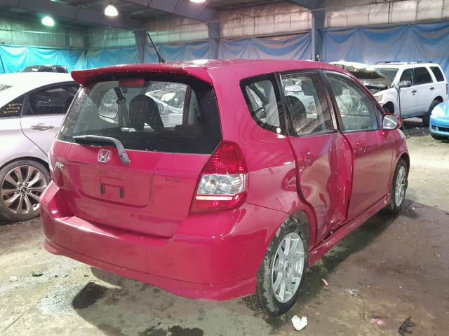 JHMGD38657S036468 - 2007 HONDA FIT S RED photo 4