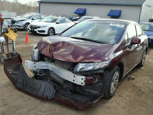 19XFB2F54DE039383 - 2013 HONDA CIVIC LX BURGUNDY photo 2