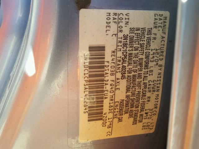 3N1BC1CP5AL402845 - 2010 NISSAN VERSA S BLUE photo 10