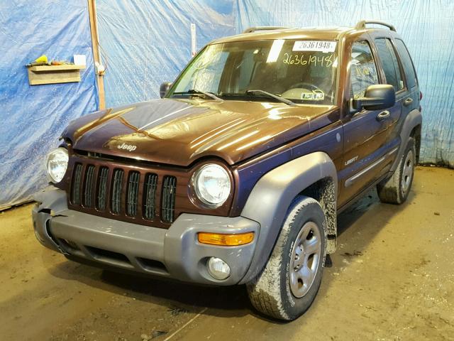 1J4GL48K34W189713 - 2004 JEEP LIBERTY SP MAROON photo 2