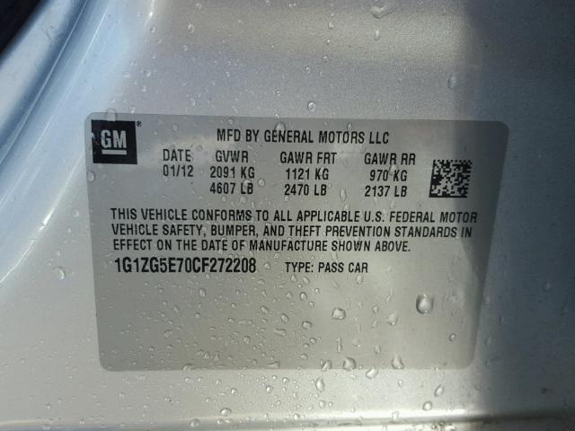 1G1ZG5E70CF272208 - 2012 CHEVROLET MALIBU LTZ 银色 照片 10