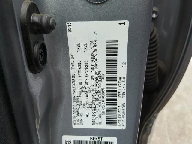 5TFRM5F14FX090035 - 2015 TOYOTA TUNDRA DOU SILVER photo 10