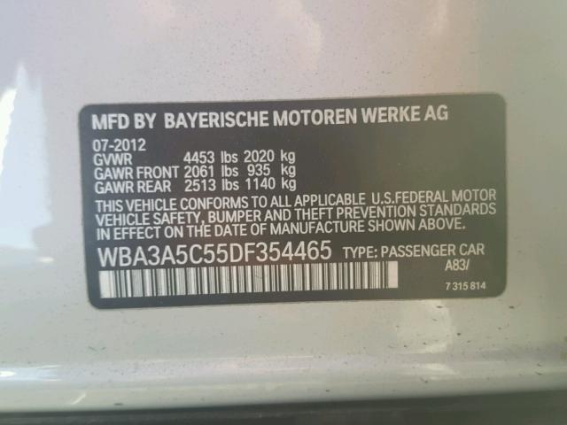 WBA3A5C55DF354465 - 2013 BMW 328 I SILVER photo 10