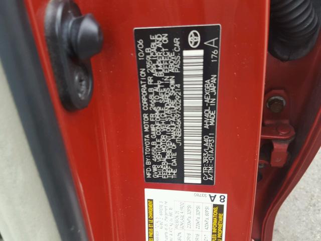 JTNBB46K973029214 - 2007 TOYOTA CAMRY NEW RED photo 10