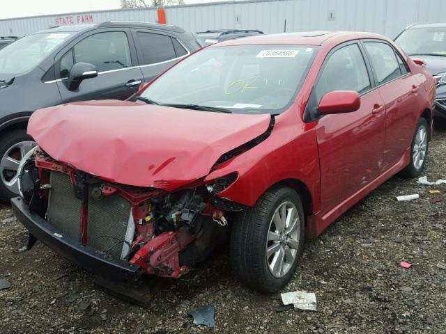 1NXBU4EE6AZ248056 - 2010 TOYOTA COROLLA BA RED photo 2