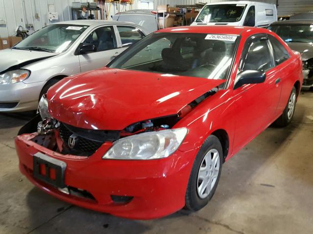 1HGEM22185L067013 - 2005 HONDA CIVIC DX V RED photo 2