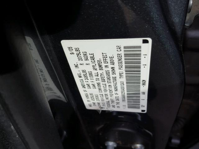 19UUA66256A001241 - 2006 ACURA 3.2TL GRAY photo 10