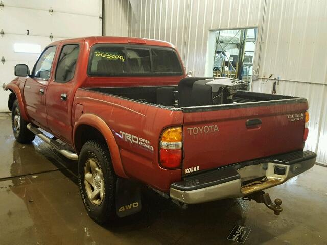 5TEHN72N01Z727386 - 2001 TOYOTA TACOMA DOU RED photo 3